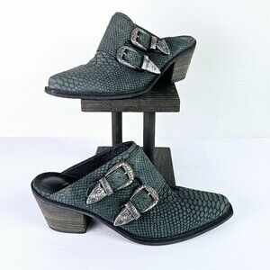 Matisse Bloke Double Buckle Slip-on Suede Croc Mule with Block Heel, 8.5M
